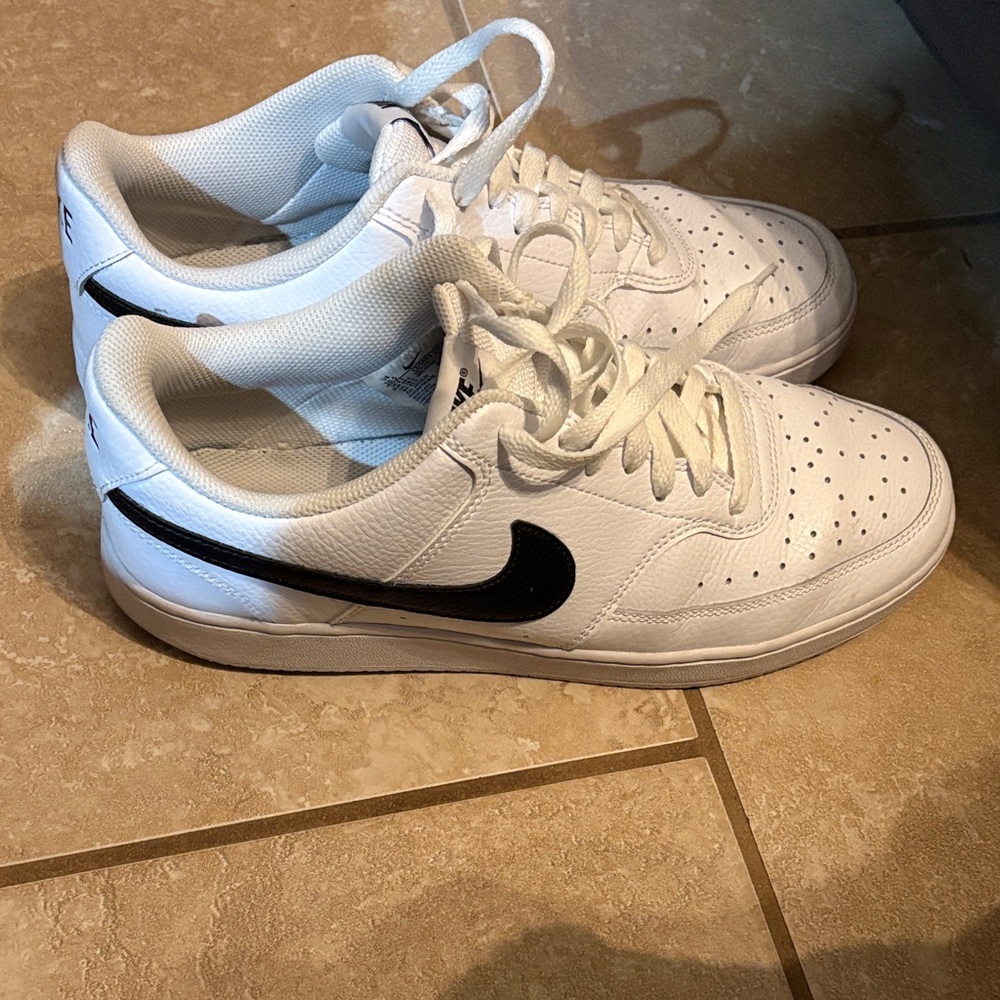 Nike Men's Court Visions - White with Black Swoosh